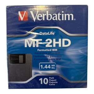 Verbatim Datalife 10 Pack 3.5" Floppy Disks MF 2HD 1.44MB New Sealed